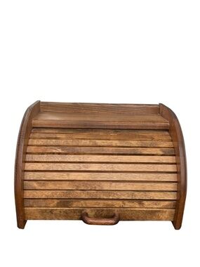 Cornwall Vintage Handcrafted Wooden Roll-Top Bread Box Brown